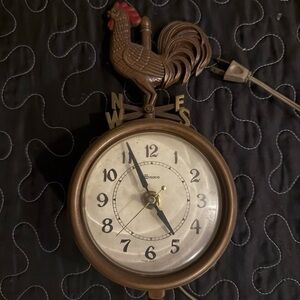 Vtg Syroco Rooster Wall Clock